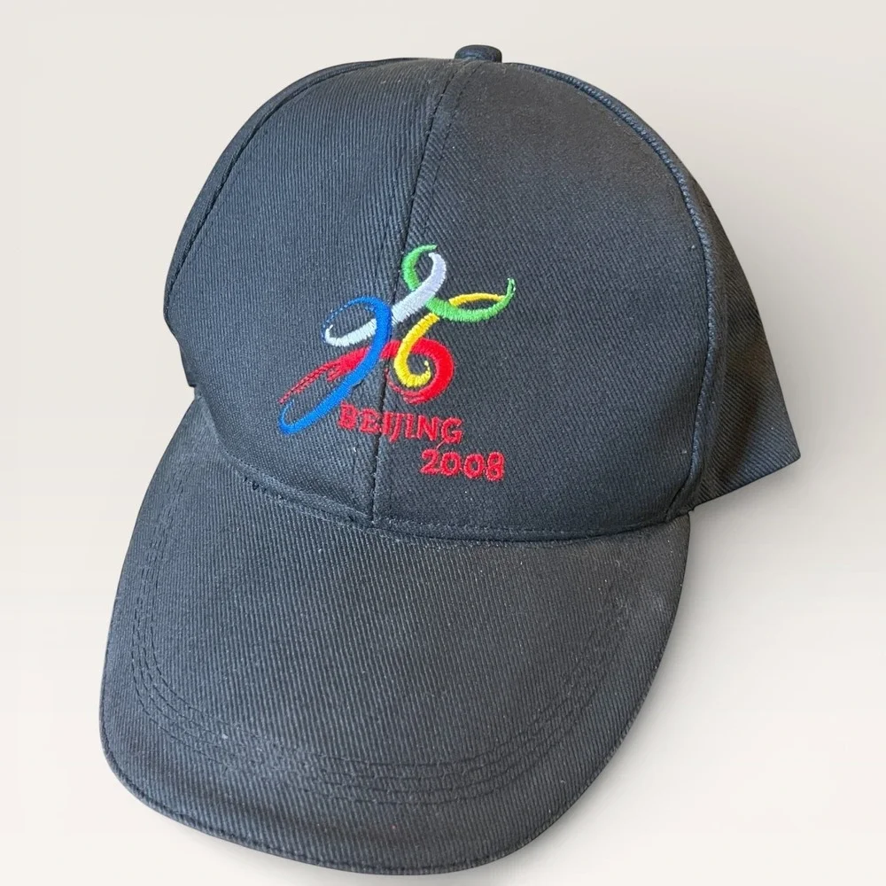 Beijing 2008 Olympics Games Hat Black OSFM Strapback Baseball Cap Souvenir Sport